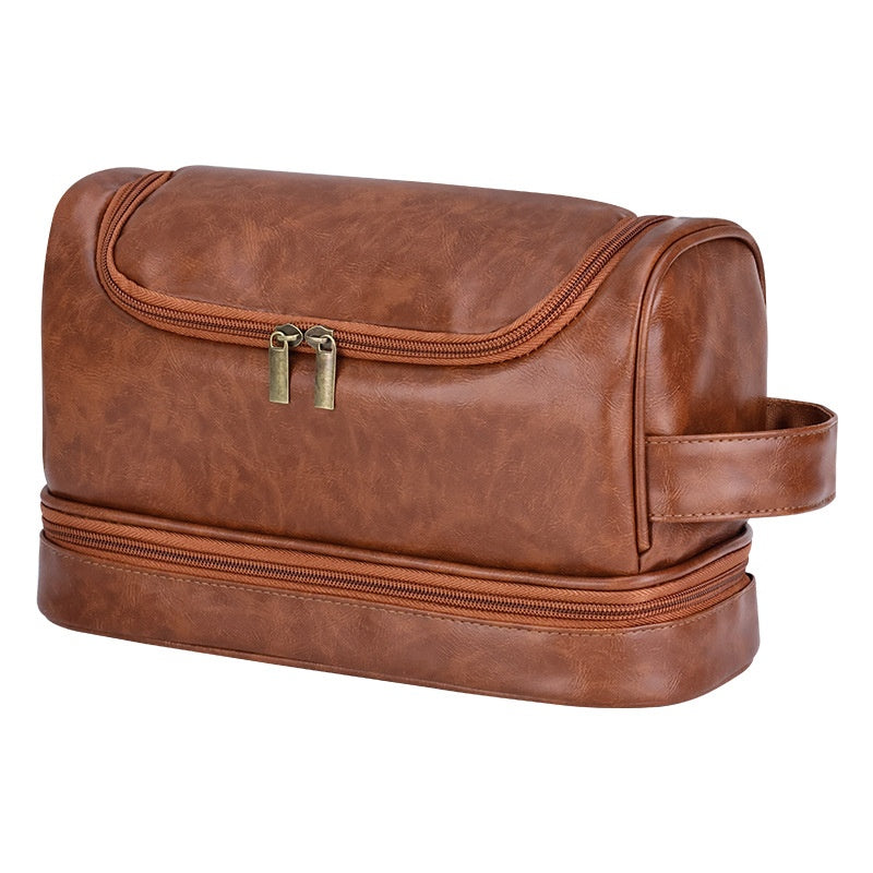 Leather Cosmetics Sac de rangement Travel Sac de toilette Portable Hommes Business Simplicité Porta