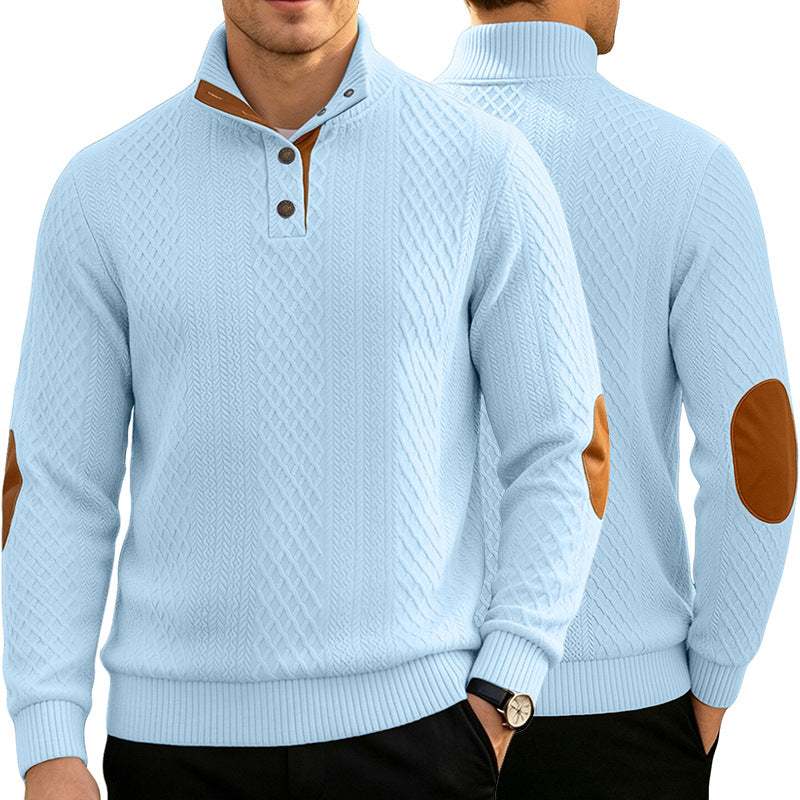 Homme Jacquard Col rond Chandail à manches longues