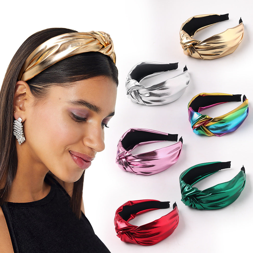 Tissu brillant épingle à cheveux à noeud moyen