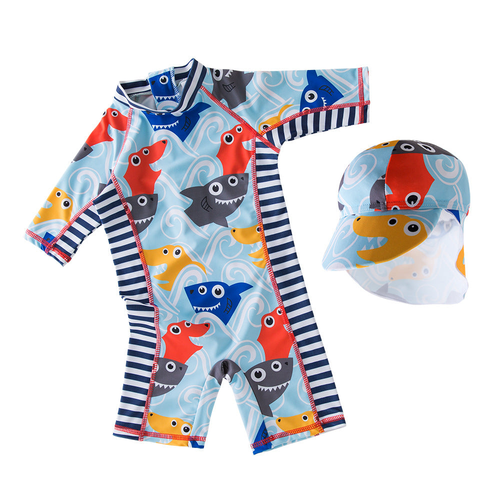 Maillot de bain simple pour homme Tête de requin bleu imprimé Maillot de bain pour enfants