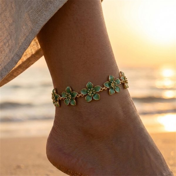 Anklet de fleur de métal exagéré