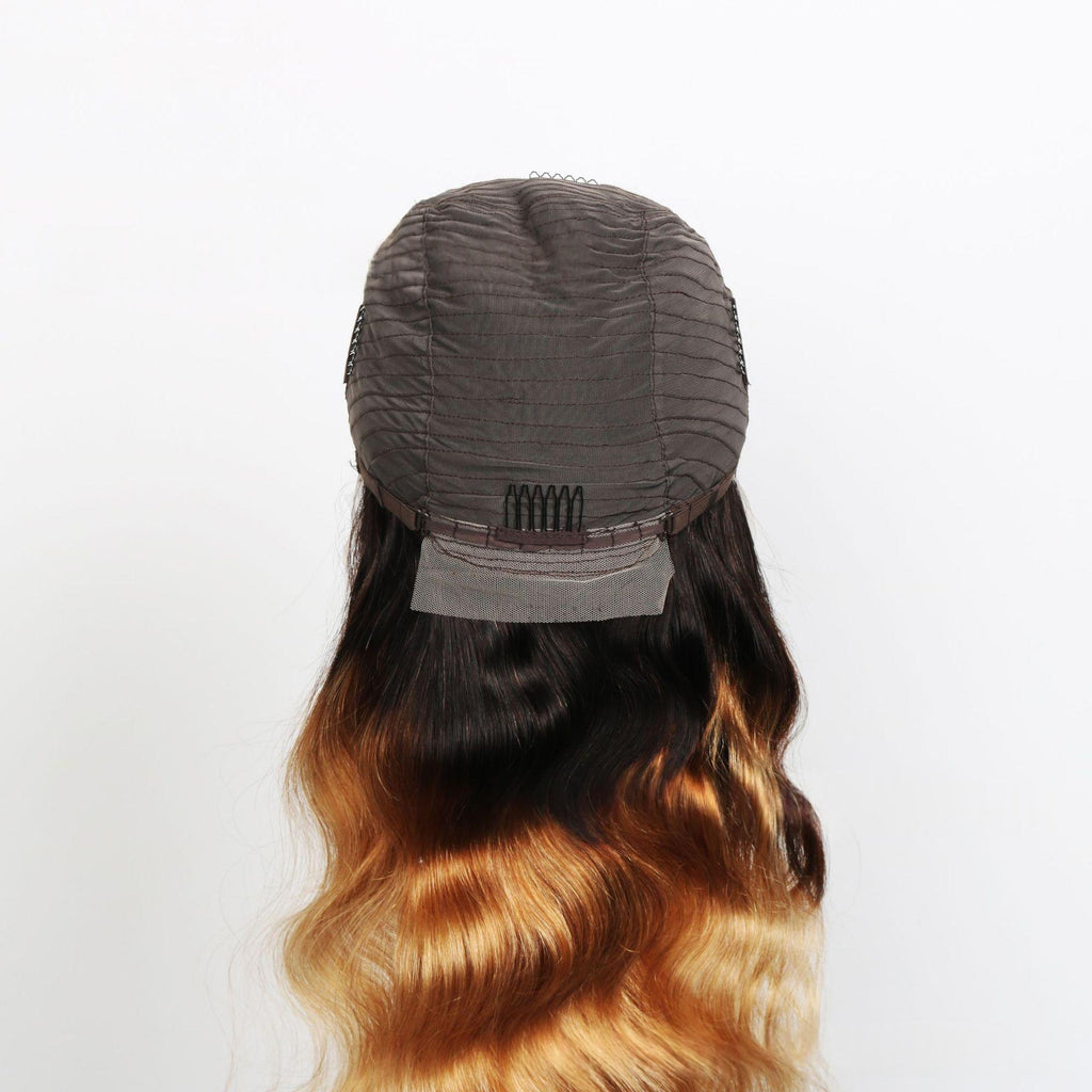 Perruque Ombre Couleur Cap en dentelle cheveux humains