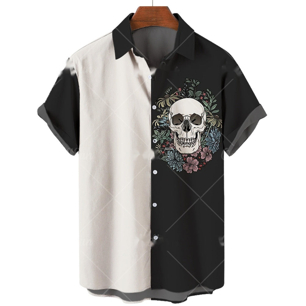 Chemise Lapel 3D numérique à manches courtes homme