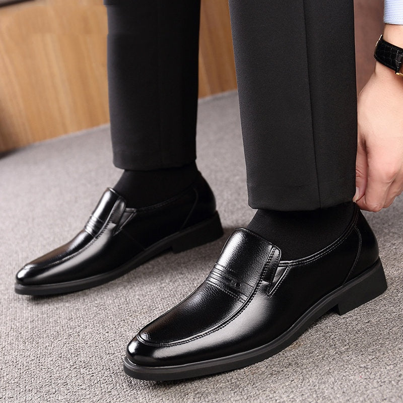 Chaussures en cuir slip-on marron pour hommes
