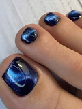 Améliorez votre style 24 pièces Short Square bleu transparent cristal Cat-eye Design Nail Art