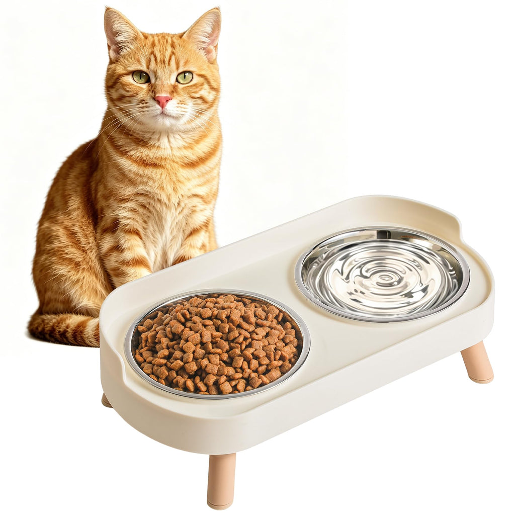 Ensemble de bols pour chats élevés - Ensemble de nourriture pour chats élevés et de bol d'eau avec support antidérapant - Aliments pour animaux de com