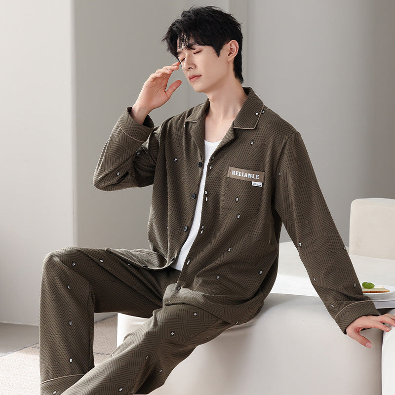 Ensemble de costumes à manches longues en coton pur minimaliste pour hommes