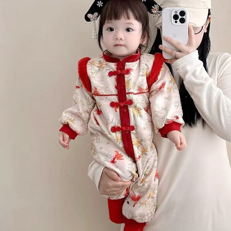 Rouge Festive Chaud Enfants Coton Chapeau rembourré