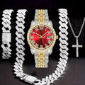 Hip Hop Bracelet Collier Diamond-embed Montres costume