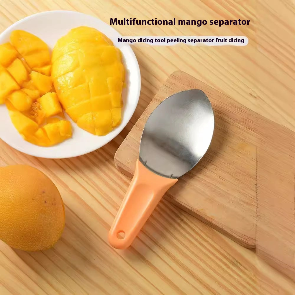 Mango Peeler en acier inoxydable Viande Spoon Mango Cutter dés