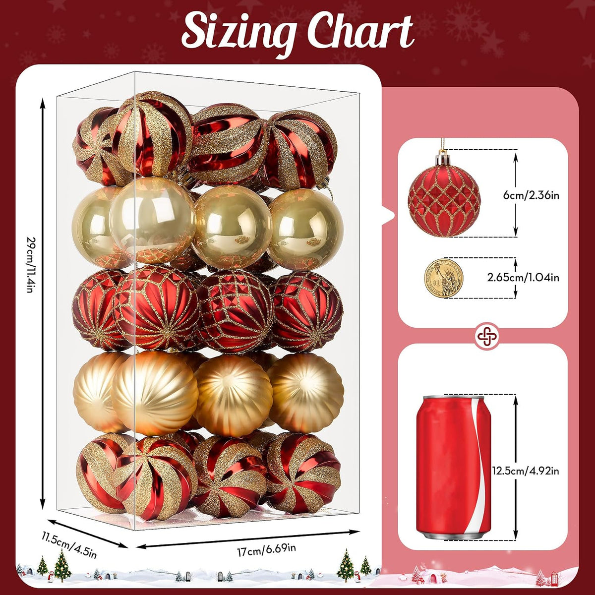 Ornements de boule d'arbre de Noël 30 PCS