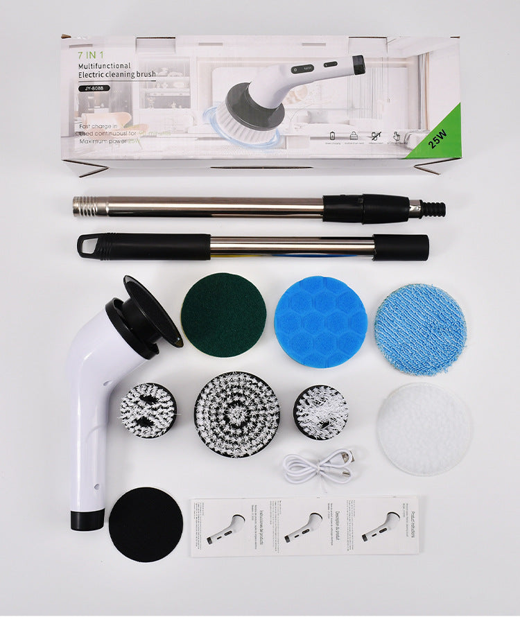 Multifunction Electric Cleaning Brush with Adjustable Length for Bathroom Glass