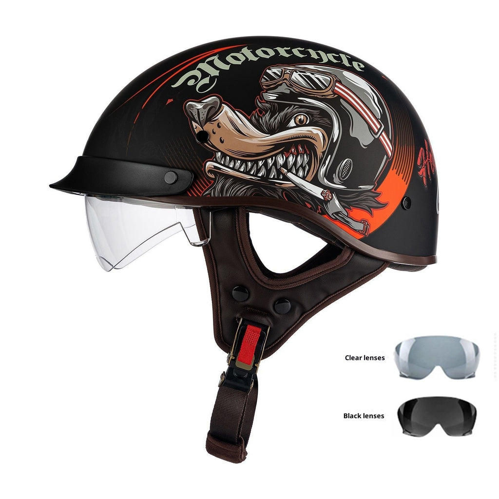 Casque de moto électrique rétro