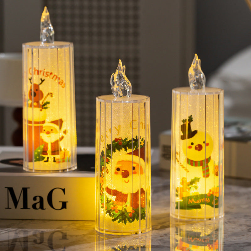 Décorations de Noël Verre transparent Led Simulation Bougies électroniques Robe de vacances