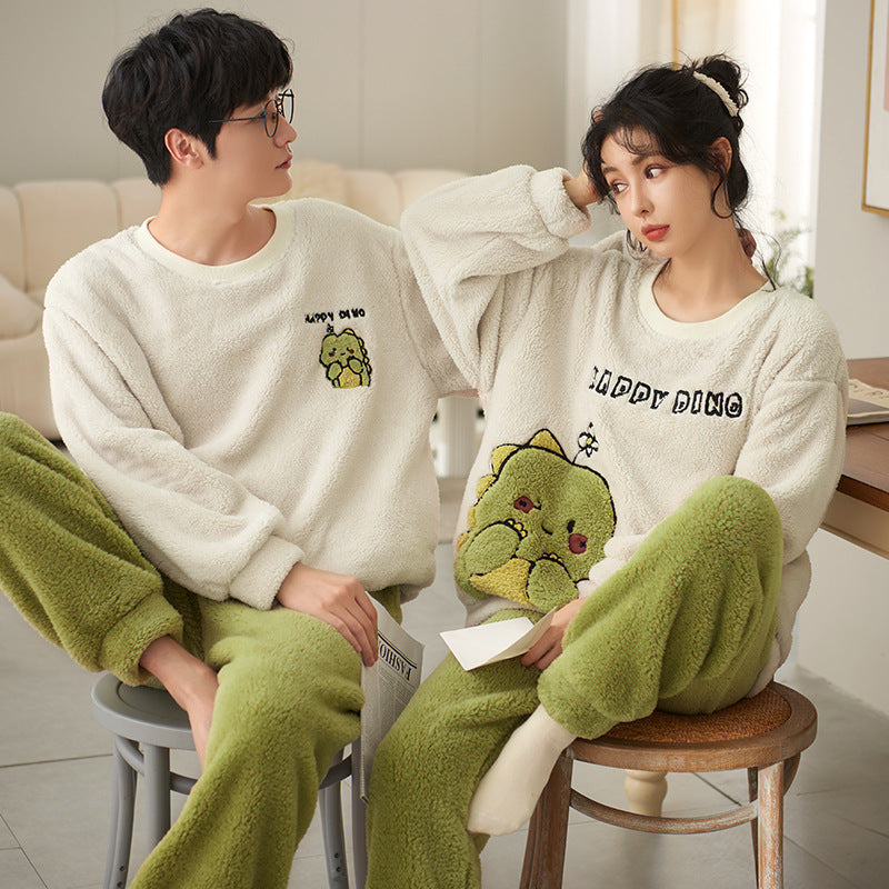Pyjamas de velours de ménage de couple de polaire de corail