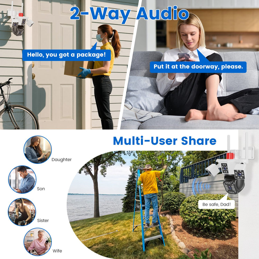 1080P HD 4-Lens Caméra de sécurité 360 Degree Voir WiFi Pan & Tilt Caméra de surveillance Avec F