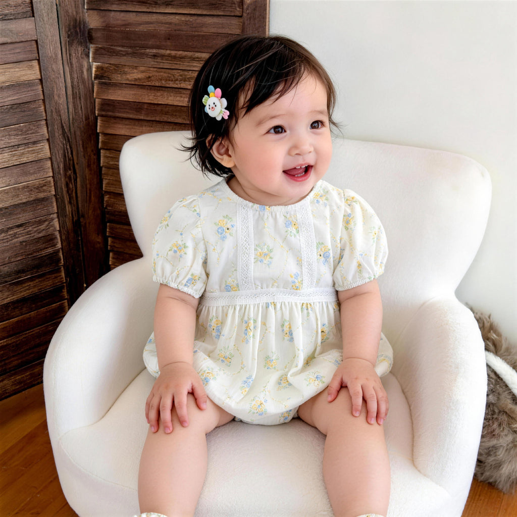 Été style coréen bébé fille Romper avec une impression florale