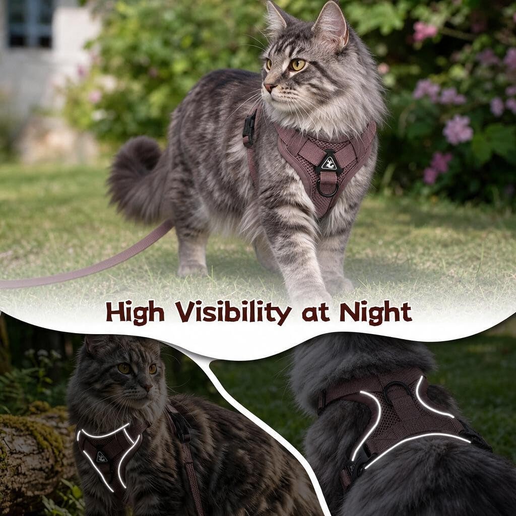 Grande Harnais Cat et jeu de laisse Escape Proof Mesh Vest réglable avec bandes réfléchissantes