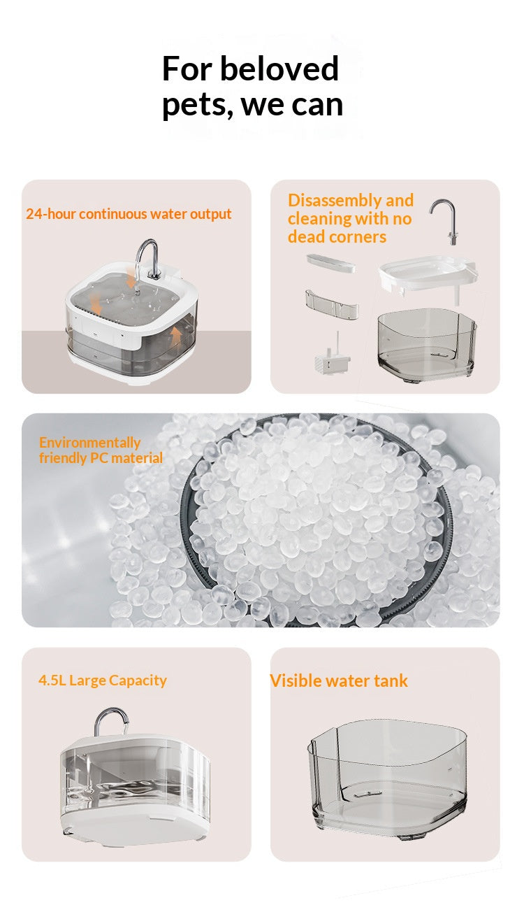 Grande capacité Entièrement transparent Automatique Circulant Fontaine d'eau filtrée pour animaux de compagnie