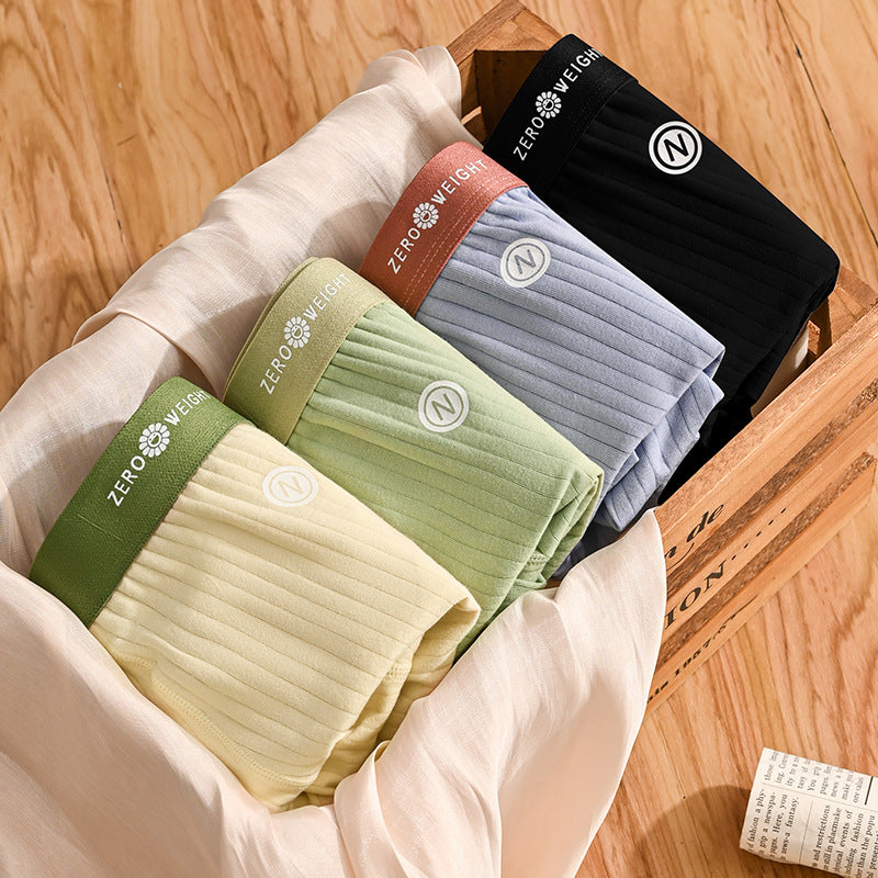 Sous-vêtements pour hommes en coton purifié rayé Couleur contrastante de la taille moyenne