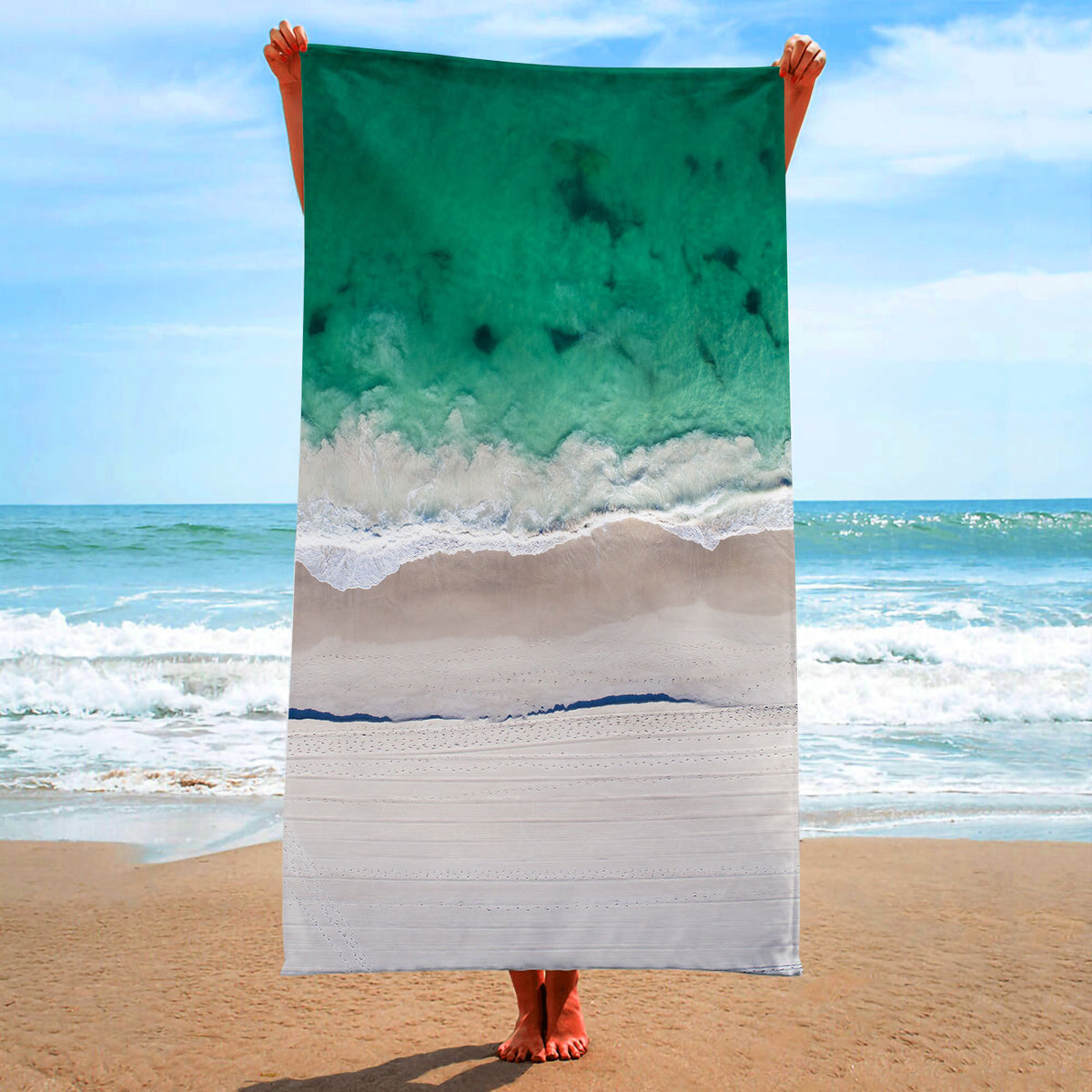 Serviette plate tissée ultra fine en fibre carrée de plage