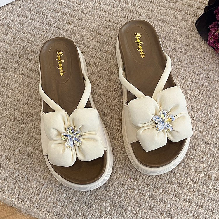 Nuage des femmes Feel Sandales Summer Outdoor Flower Strass Platform Slippers Niche Design