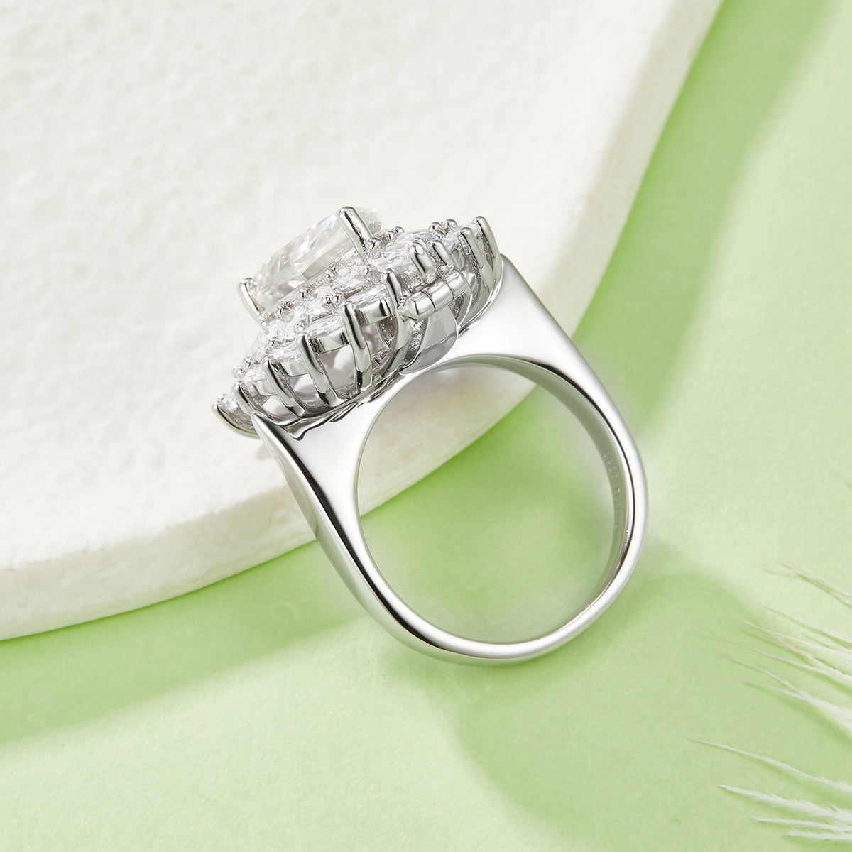 S925 Argent Sterling 4ct Poire Moissanite Anneau