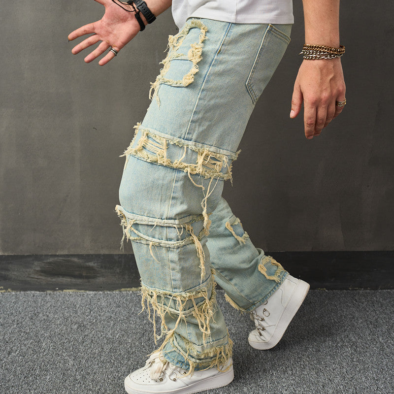 Commerce extérieur Rétro Casual Bionic Denim Homme Mode américaine Loose Pantalons High Street