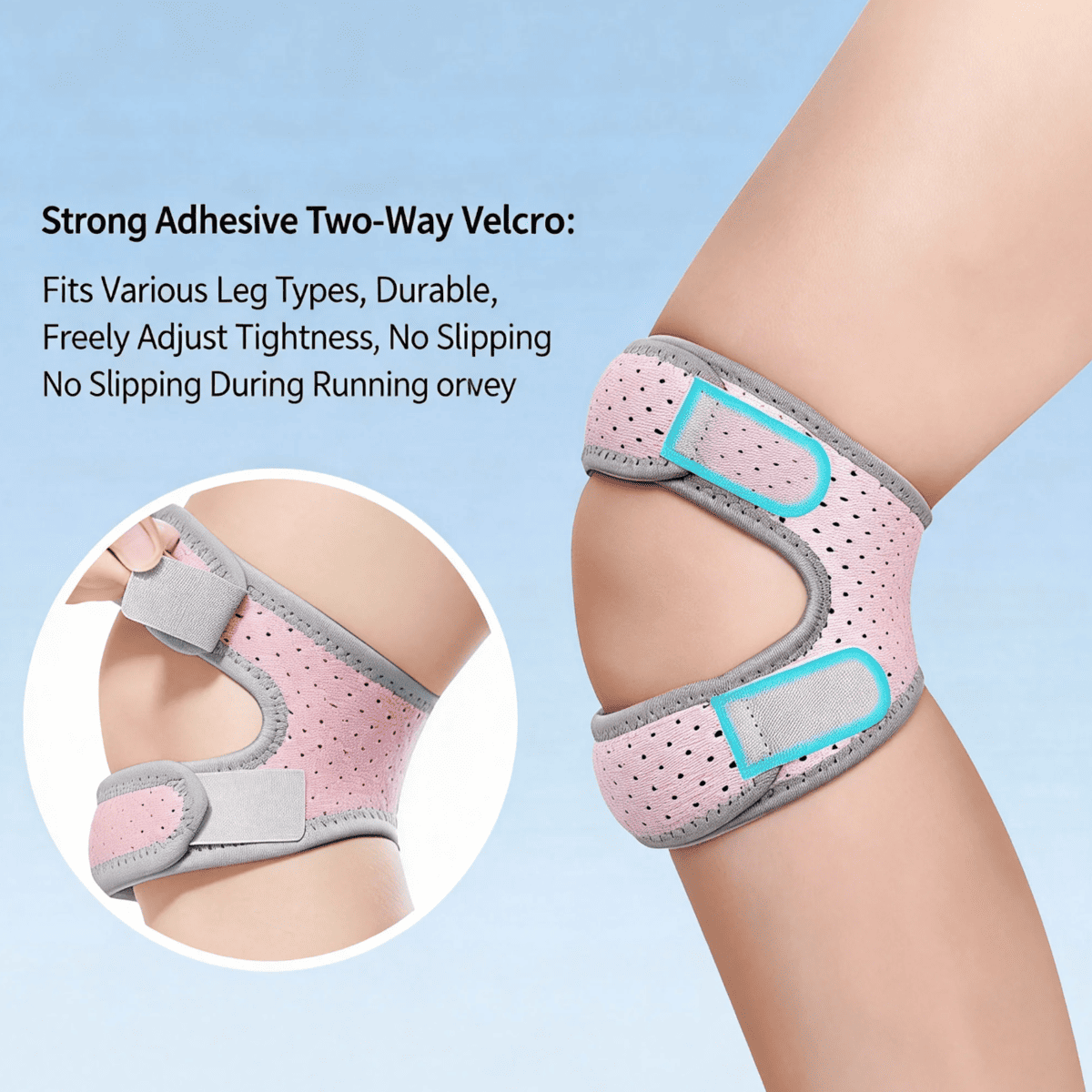 Bracelet de genou double Patella amélioré avec support de genou réglable en silicone Pad