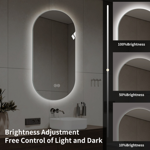 Smart mur de 48x24 pouces écran tactile LED anti-fog miroir salle de bains miroir
