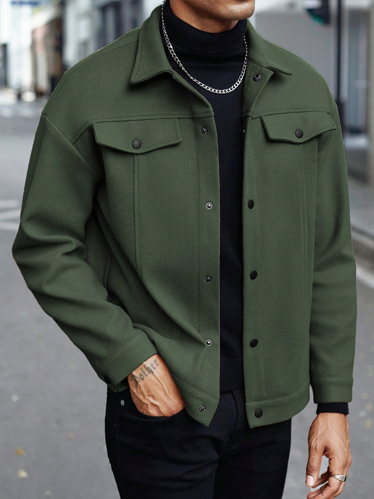 European And American Amazon Temu Autumn And Winter Style Homme Woolen Lapel Jacket Casual