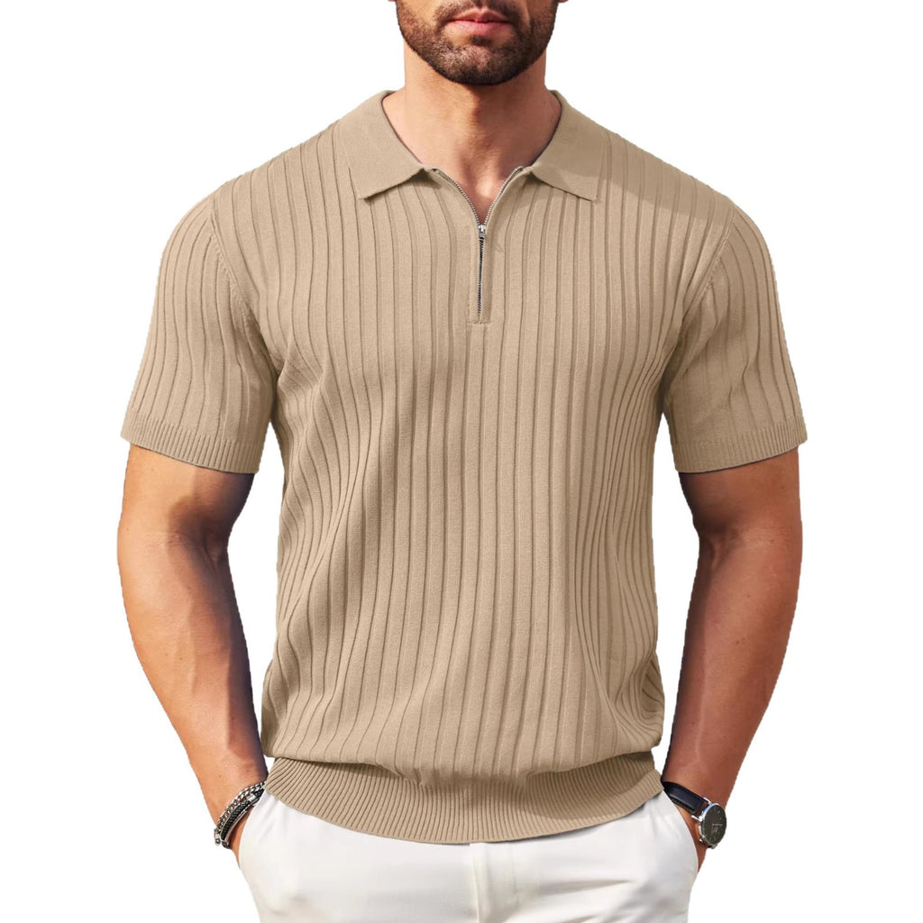 Hommes Zip-Up manches courtes Polo T-Shirt T-Shirt mode de golf casual