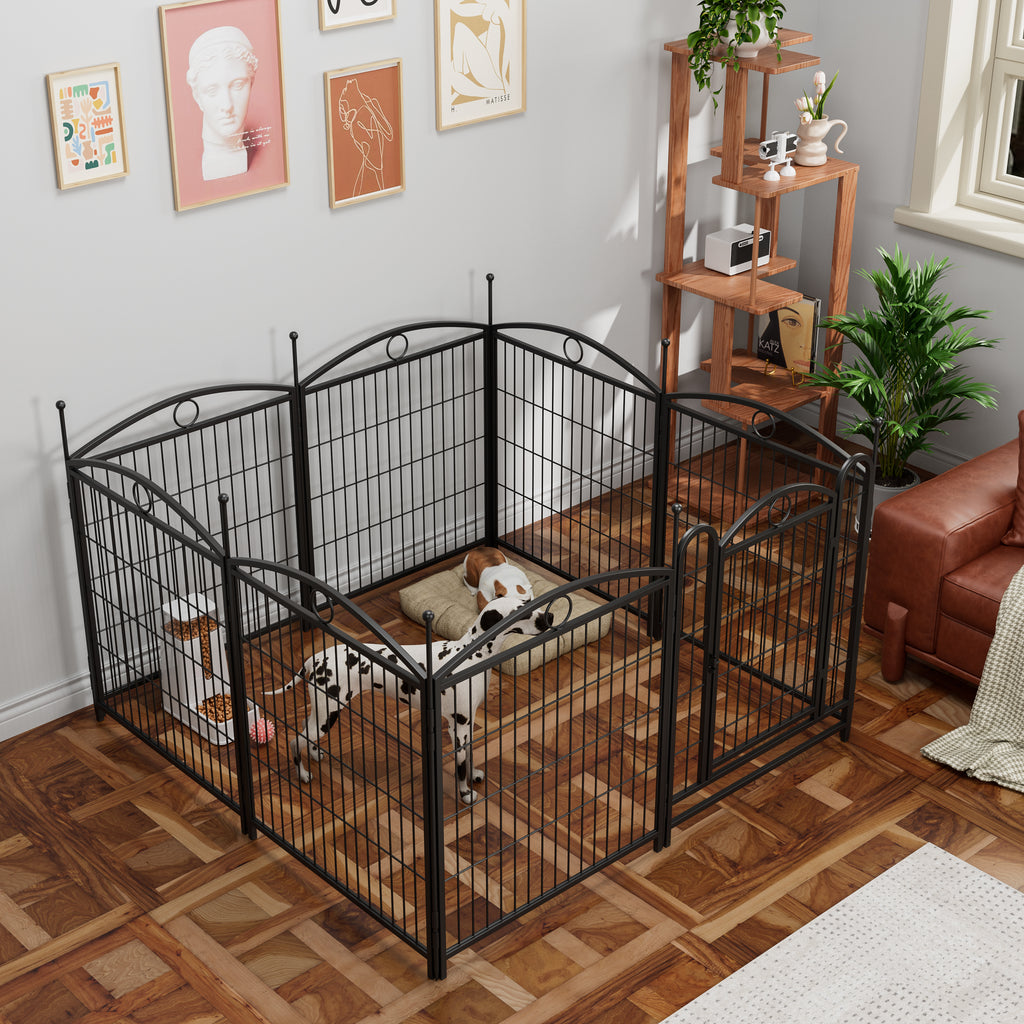 Dog Playpen Intérieur 32 pouces 8 panneaux Metal Dog Pen Pet Dog Fence Outdoor Exercise Pen avec