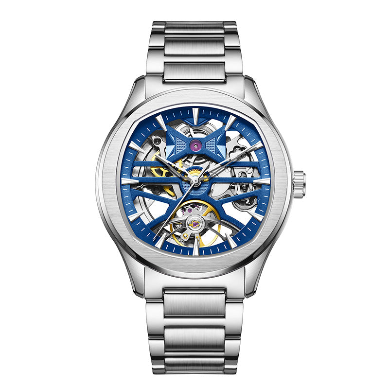 Montre homme avec un cadran mécanique transparent