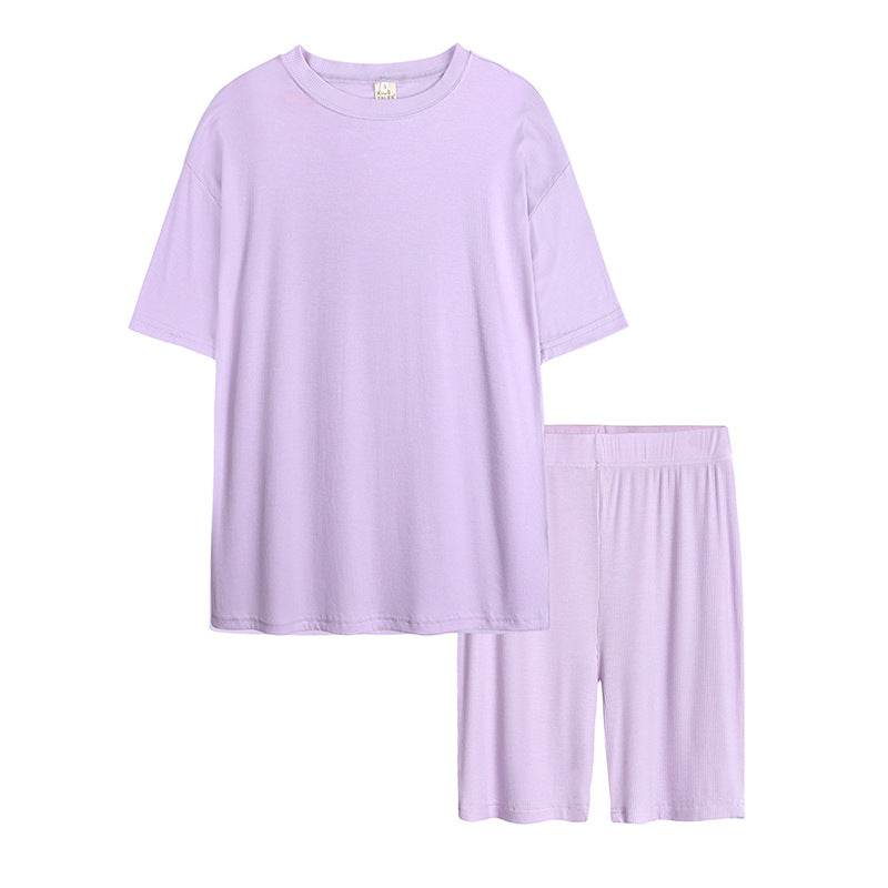 Solid Color Short Sleeve T-Shirt Two-Piece Set