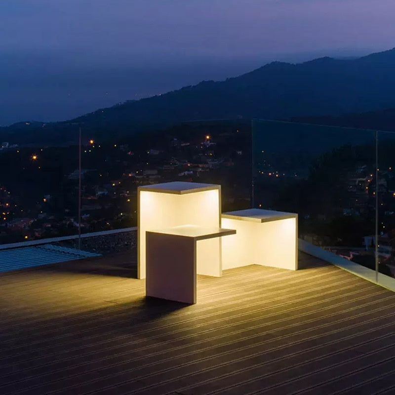 Minimaliste moderne extérieur en acier inoxydable siège lampe paysage
