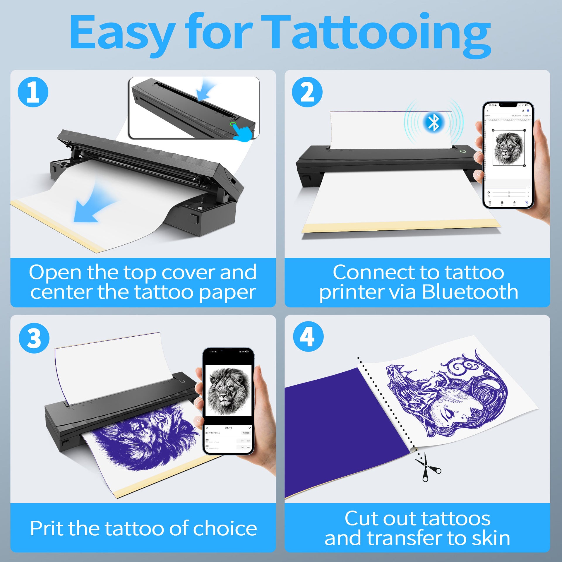 A4 Mini imprimante de tatouage thermique portable Bluetooth