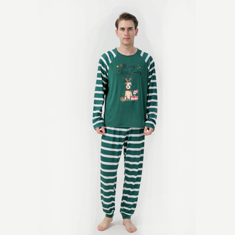 Famille European and American Christmas Parent-child Printed Pajamas Set