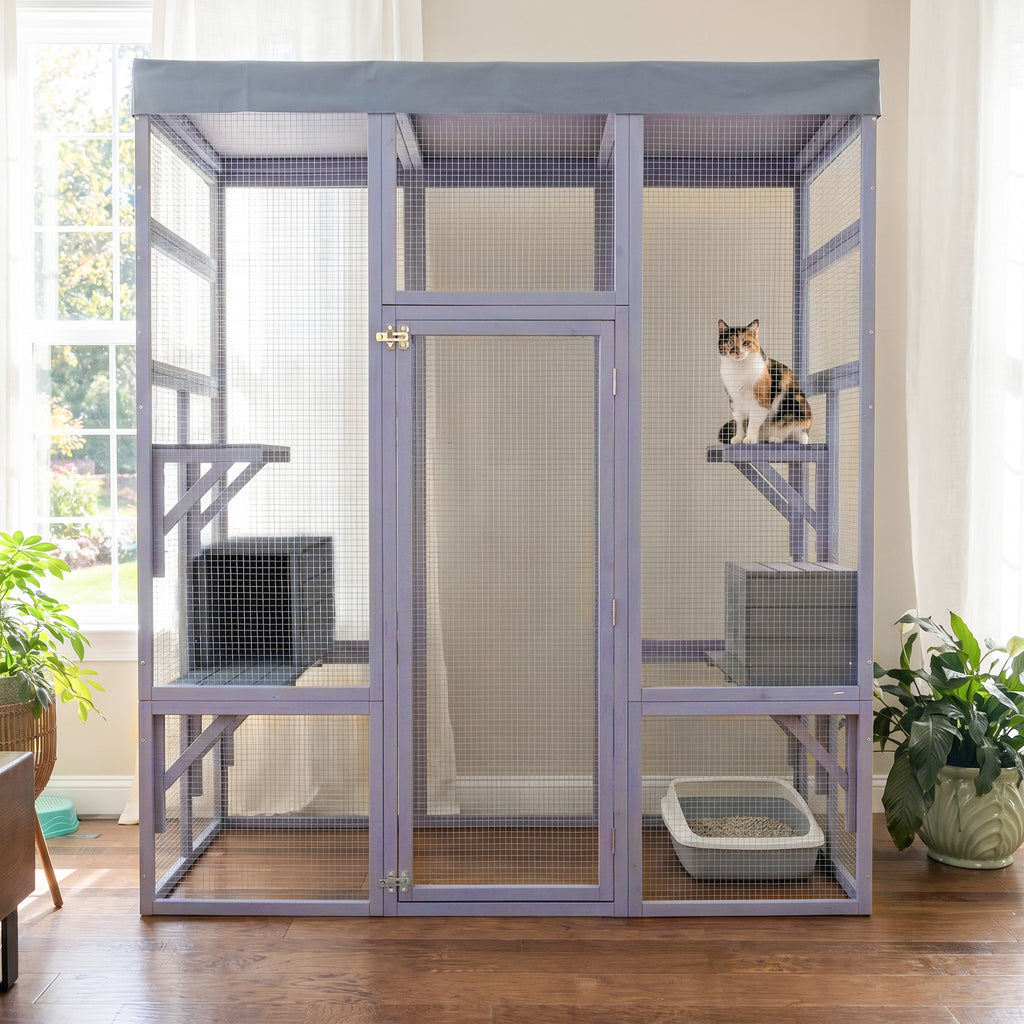 Catio en bois de 62.6" pour chats