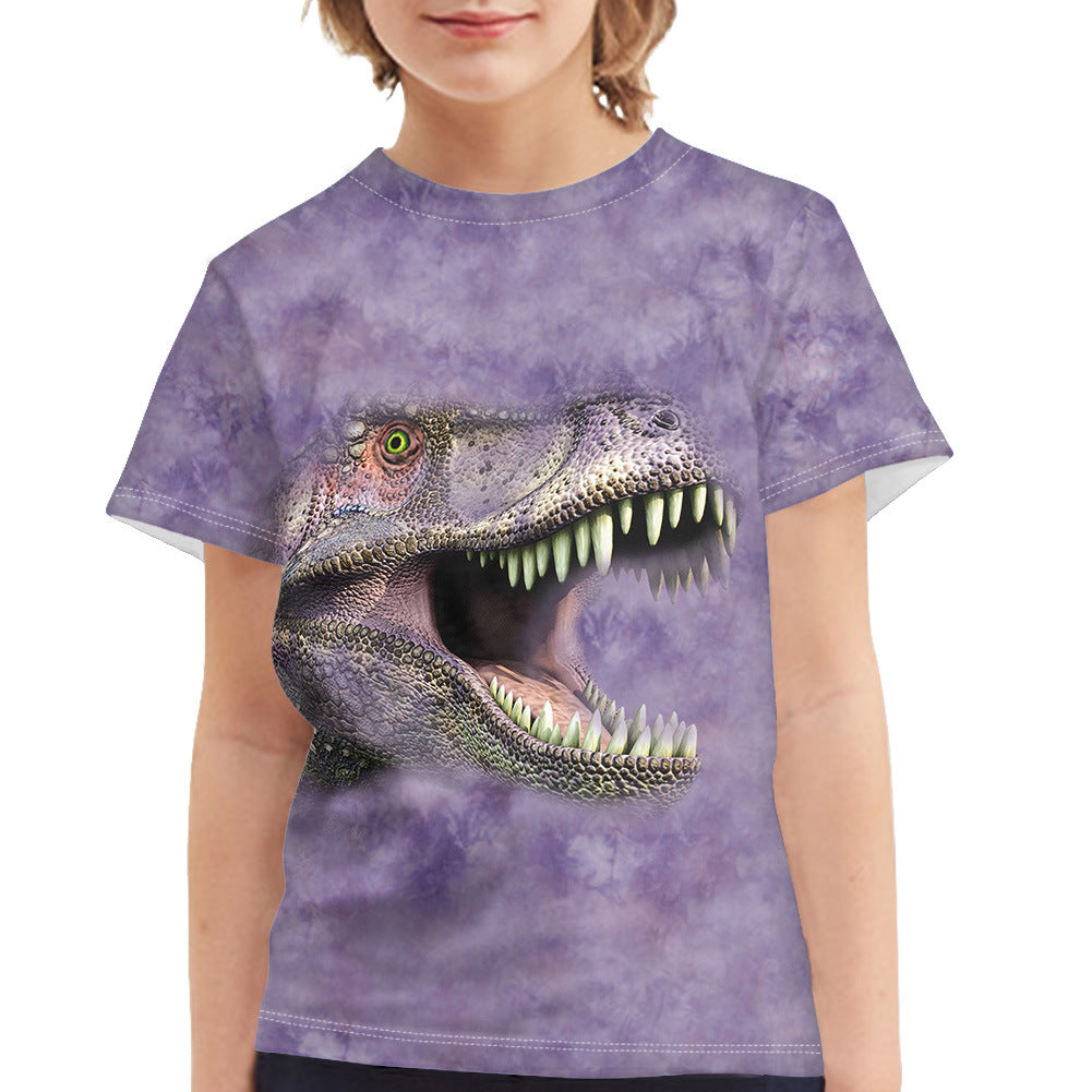 T-shirt dinosaure d'été imprimé complet pour garçon