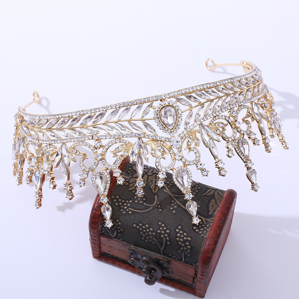 Tête de mariée Hair Hoop Set cristal baroque grande couronne