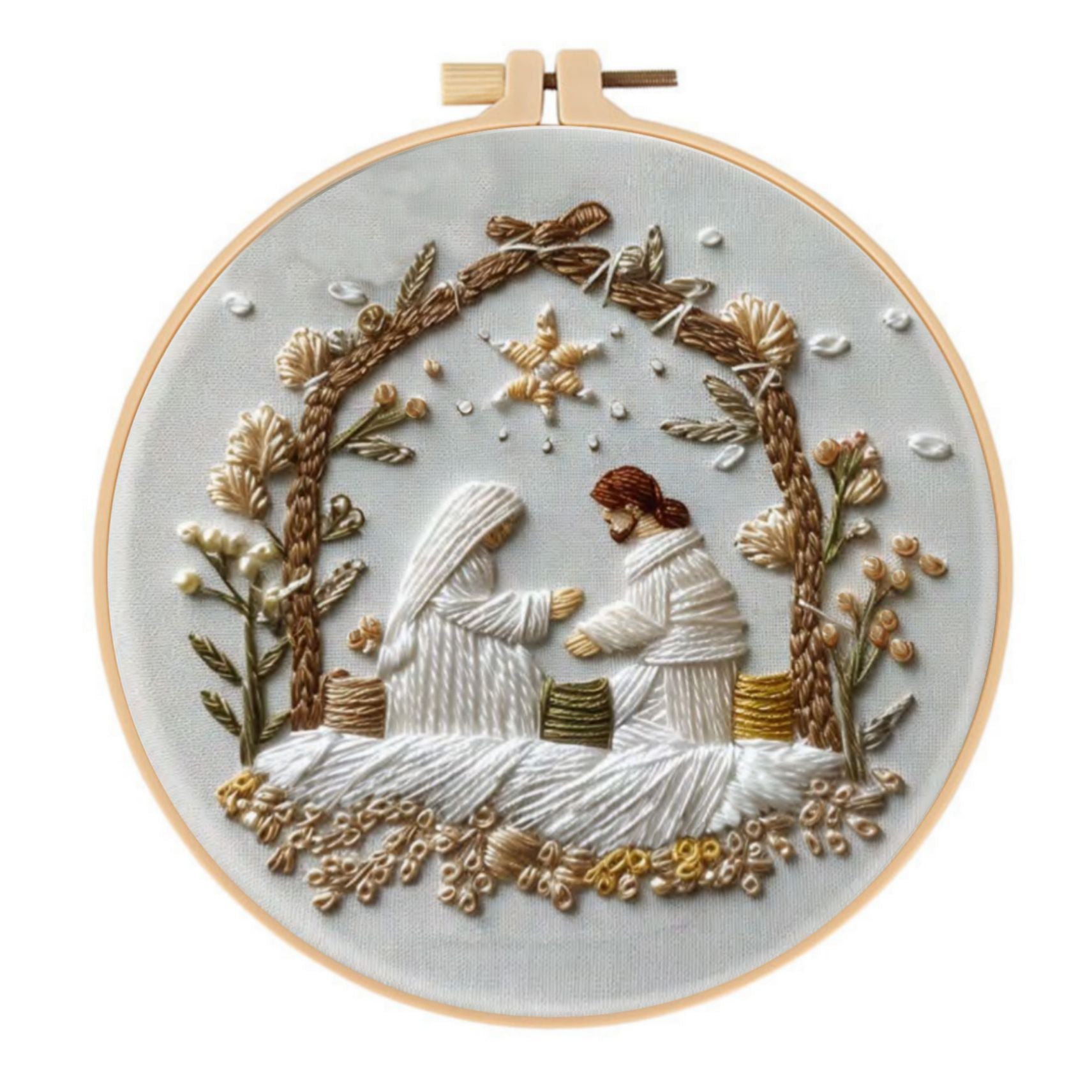 Kit de matériel de broderie de la Nativité Blanche de Noël