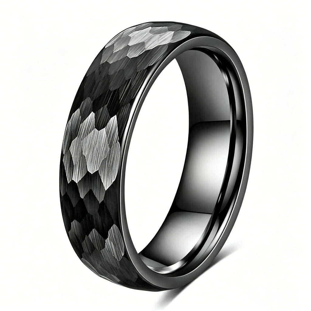 Bague en acier inoxydable marbré à l'échelle du poisson rétro