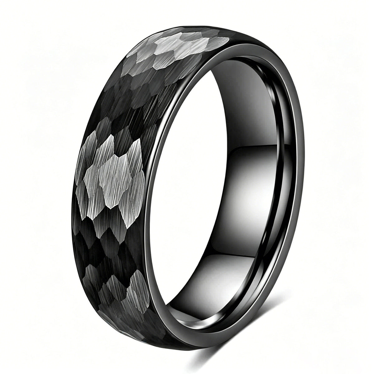 Bague en acier inoxydable marbré à l'échelle du poisson rétro