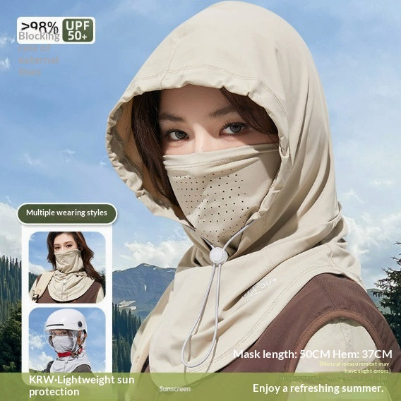 Masque de protection solaire pleine face Blocking UV Respirant Visage unique pour vélo