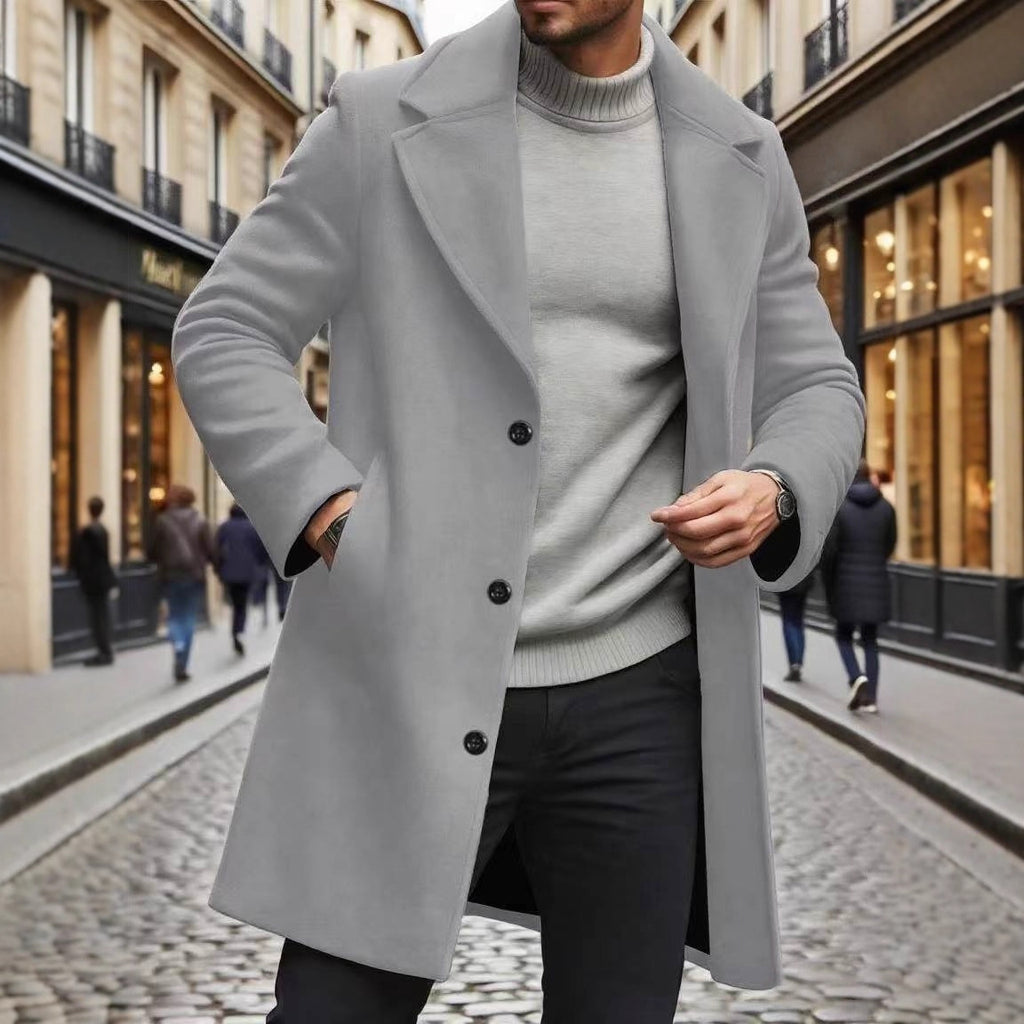 Trench Coat Lapel incrusté Slim-fit Surpoil Élégant et sophistiqué Trench de couleur solide