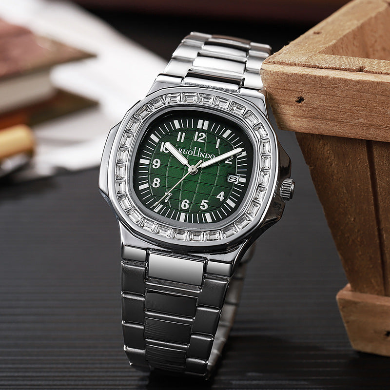 Double calendrier Avancé en acier inoxydable Lumineux hommes montre