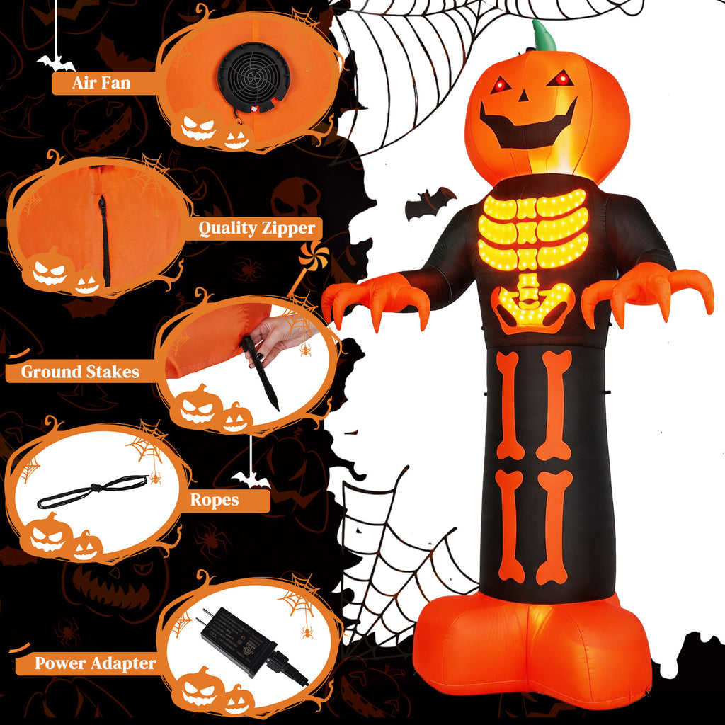 12ft Décor gonflable d'Halloween avec côtes de squelette