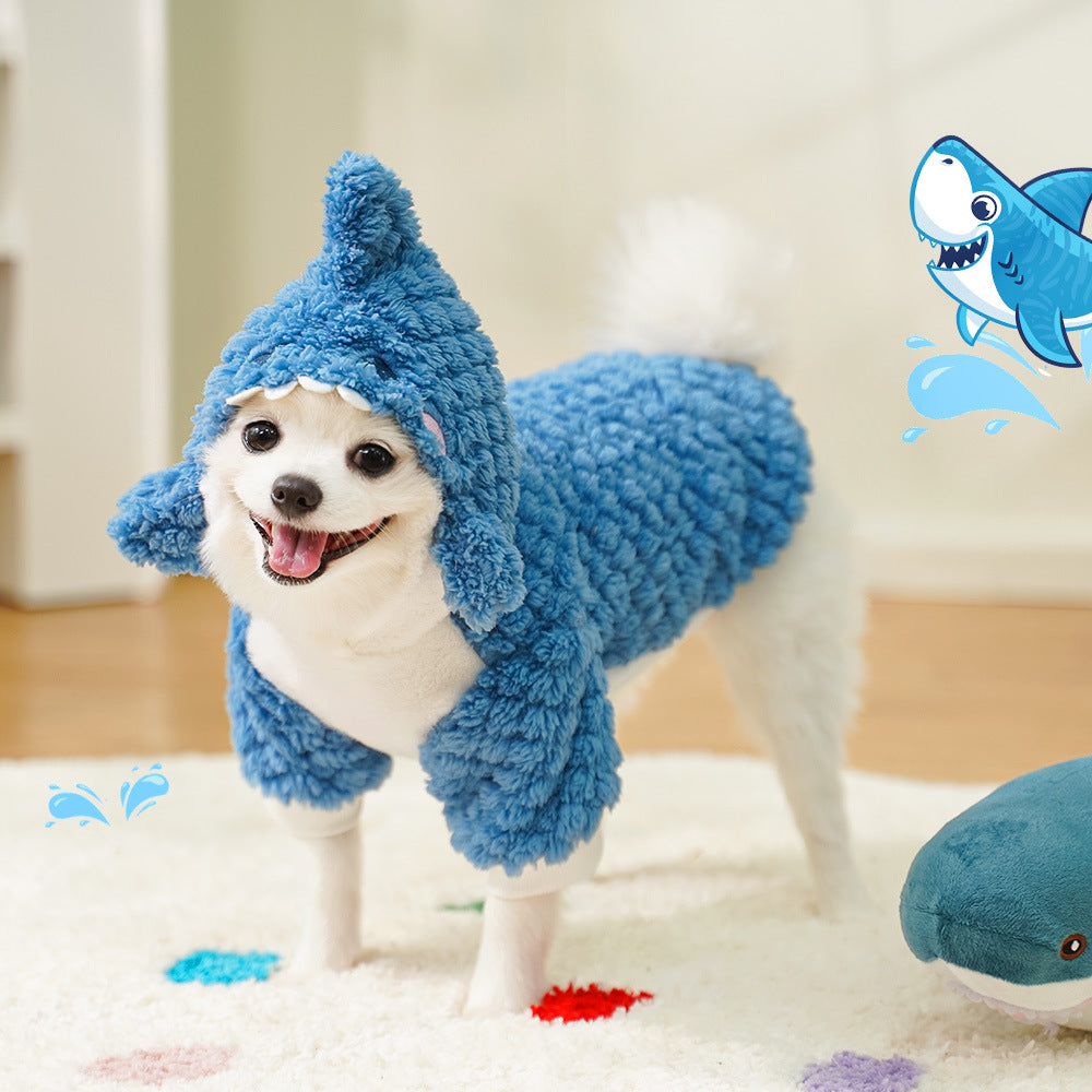 Shark mignon peluche épais chien vêtements de chat