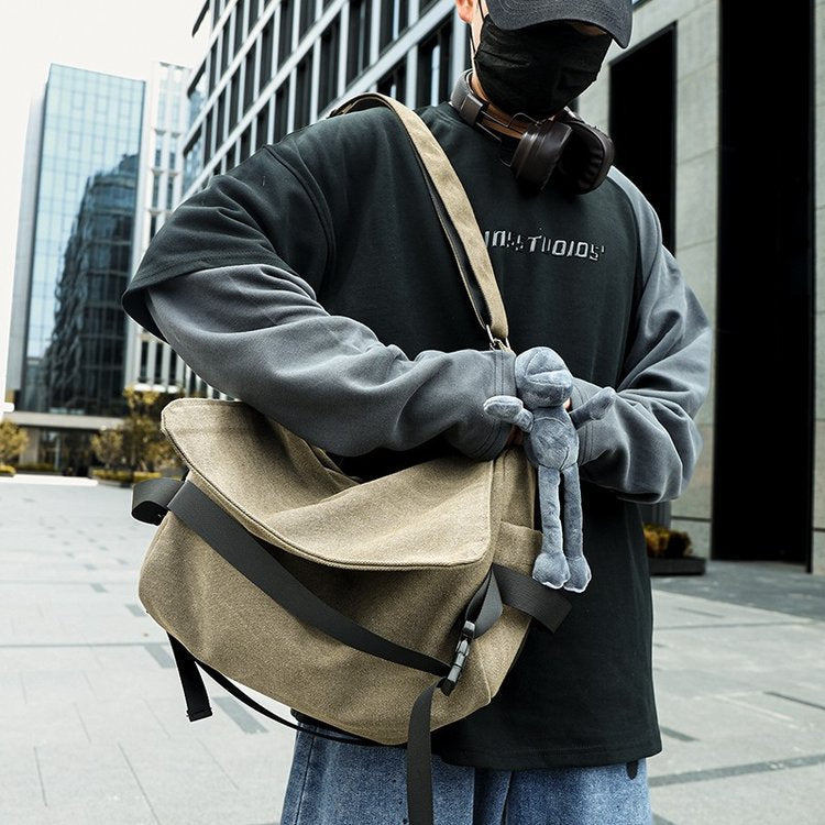 Grand-Capacité Minimaliste Toile Crossbody Sac pour hommes